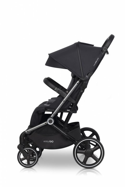 Carucior pentru copii gemeni, EasyGo Echo 2 in 1, omologat EN1888, Pliabil, cu Landouri textile, copertine independente reglabile si detasabile, suspensii, spatar reglabil, cu 2 huse de picioruse incluse, Ebony Black - 3