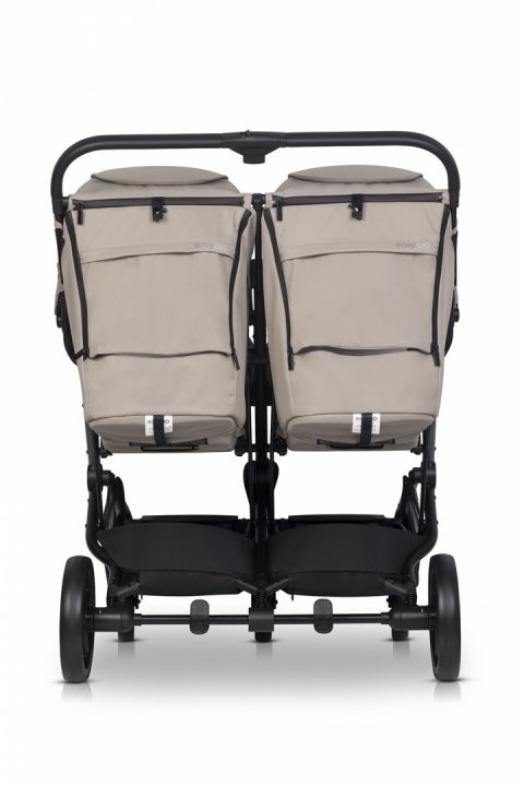Carucior pentru copii gemeni, EasyGo Echo 2 in 1, omologat EN1888, Pliabil, cu Landouri textile, copertine independente reglabile si detasabile, suspensii, spatar reglabil, cu 2 huse de picioruse incluse, Savana Beige - 1