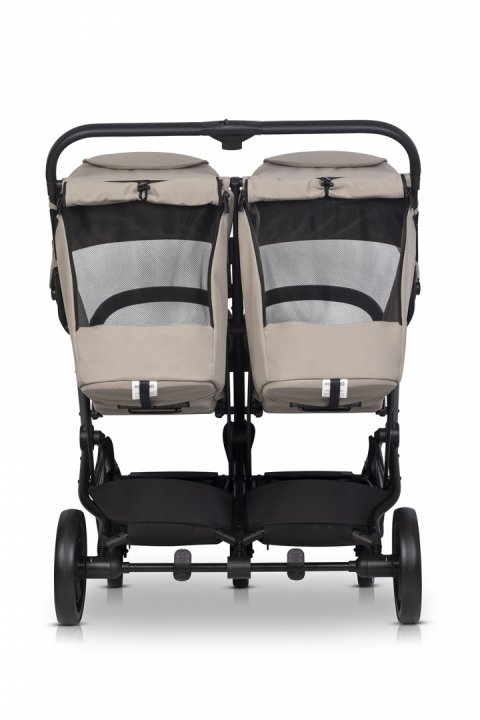 Carucior pentru copii gemeni, EasyGo Echo 2 in 1, omologat EN1888, Pliabil, cu Landouri textile, copertine independente reglabile si detasabile, suspensii, spatar reglabil, cu 2 huse de picioruse incluse, Savana Beige - 2