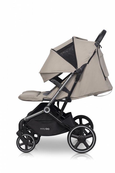 Carucior pentru copii gemeni, EasyGo Echo 2 in 1, omologat EN1888, Pliabil, cu Landouri textile, copertine independente reglabile si detasabile, suspensii, spatar reglabil, cu 2 huse de picioruse incluse, Savana Beige - 3