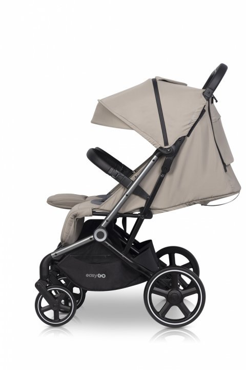 Carucior pentru copii gemeni, EasyGo Echo 2 in 1, omologat EN1888, Pliabil, cu Landouri textile, copertine independente reglabile si detasabile, suspensii, spatar reglabil, cu 2 huse de picioruse incluse, Savana Beige - 5