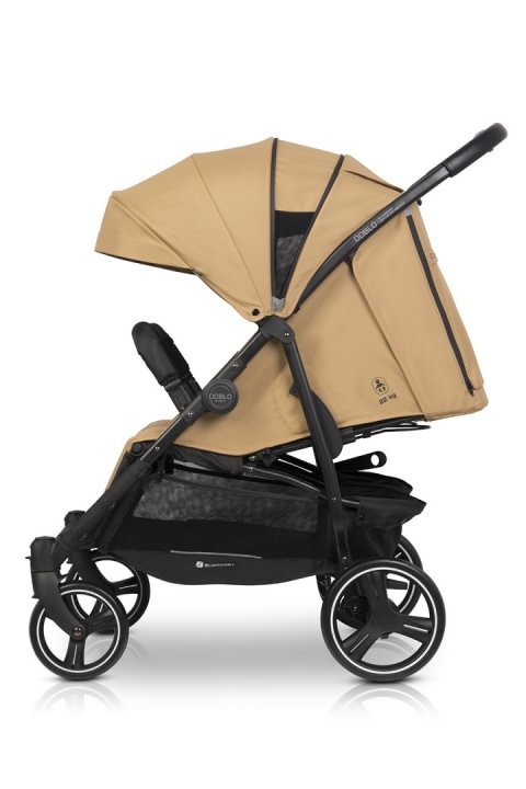 Carucior pentru gemeni 2 in 1, Euro Cart Doblo Camel, cu Landouri, pliabil, cu suspensii, spatar reglabil, copertina reglabila si accesorii incluse, greutate maxim admisa 22 kg