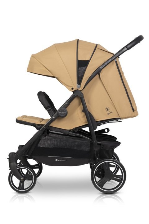 Carucior pentru gemeni 2 in 1, Euro Cart Doblo Camel, cu Landouri, pliabil, cu suspensii, spatar reglabil, copertina reglabila si accesorii incluse, greutate maxim admisa 22 kg - 1