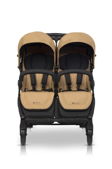 Carucior pentru gemeni 2 in 1, Euro Cart Doblo Camel, cu Landouri, pliabil, cu suspensii, spatar reglabil, copertina reglabila si accesorii incluse, greutate maxim admisa 22 kg - 2