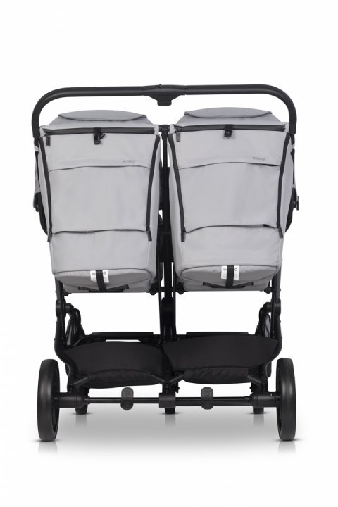 Carucior pentru gemeni EasyGo Echo, ultrapliabil, cu suspensii, spatar si suport picioare reglabile, usor si manevrabil, omologat EN1888, accesorii incluse, Cloud Gray