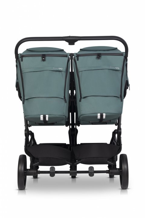 Carucior pentru gemeni EasyGo Echo, ultrapliabil, cu suspensii, spatar si suport picioare reglabile, usor si manevrabil, omologat EN1888, accesorii incluse, Sage Green
