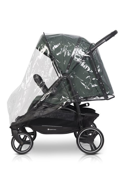Carucior pentru gemeni Euro Cart Doblo, cu Spatar si Suport pentru picioare reglabile individual, copertina reglabila, husa calduroasa pentru picioare, frana actionata prin pedala, de la nastere pana la 22 kg, Jungle - 3
