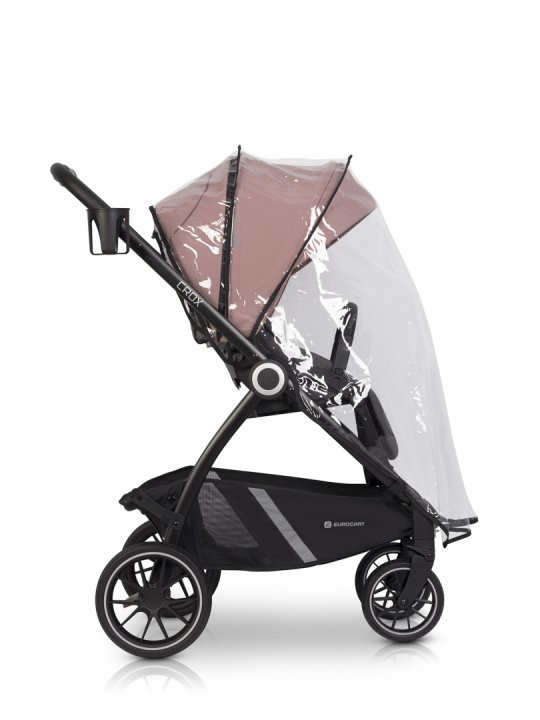 Carucior pentru nou nascut Euro-Cart Crox, cu cadrul de aluminiu, pliere compacta, scaun reversibil, cu 3 nivele de ajustare a spatarului, capotina si husa de picioruse, roti cu suspensii, pana la 22 kg, Rose