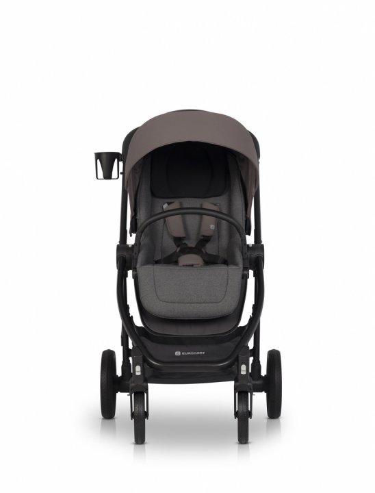 Carucior pentru nou nascut Euro-Cart Crox, cu cadrul de aluminiu, pliere compacta, scaun reversibil, cu 3 nivele de ajustare a spatarului, capotina si husa de picioruse, roti cu suspensii, pana la 22 kg, Taupe - 3