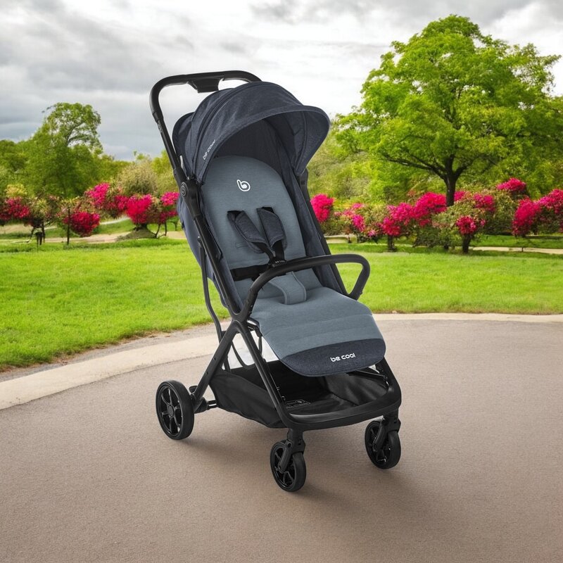 Carucior sport Be Cool Strike Be Azure cu pliere automata, roti cu suspensii, spatar reglabil