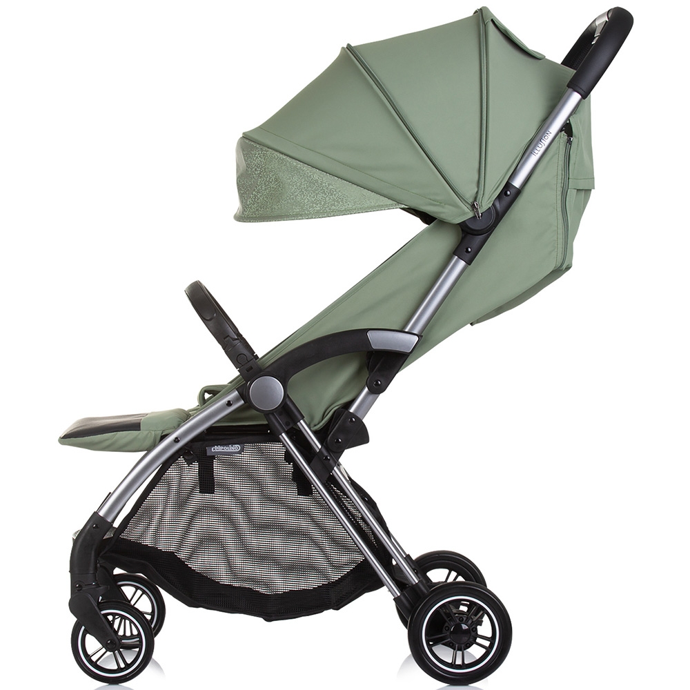 Carucior pentru copii Chipolino Illusion basil, Pliere automata, Spatar reglabil, bara de protectie detasabila, Suport picioare reglabil, greutate suportata 22 kg - 1
