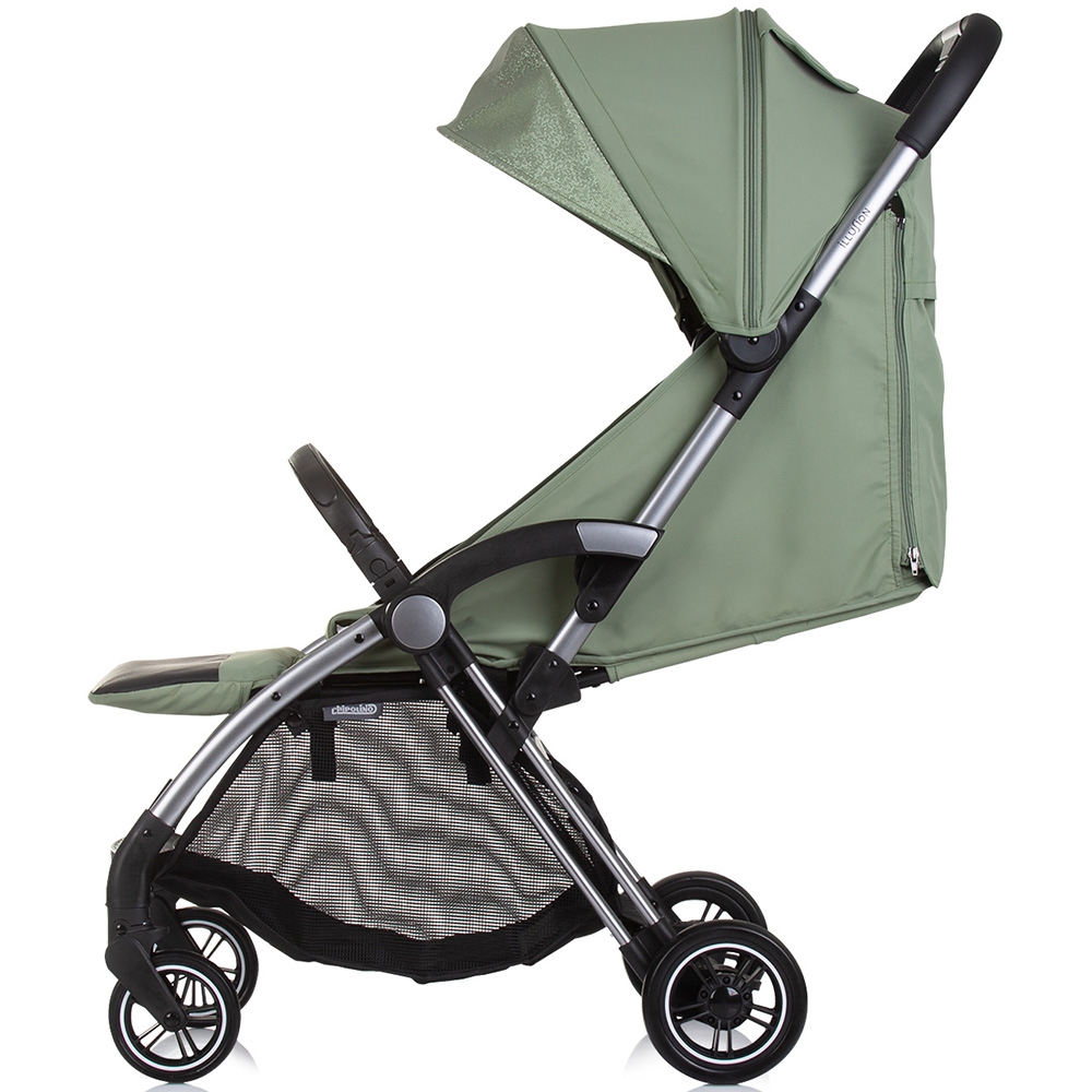 Carucior pentru copii Chipolino Illusion basil, Pliere automata, Spatar reglabil, bara de protectie detasabila, Suport picioare reglabil, greutate suportata 22 kg - 2