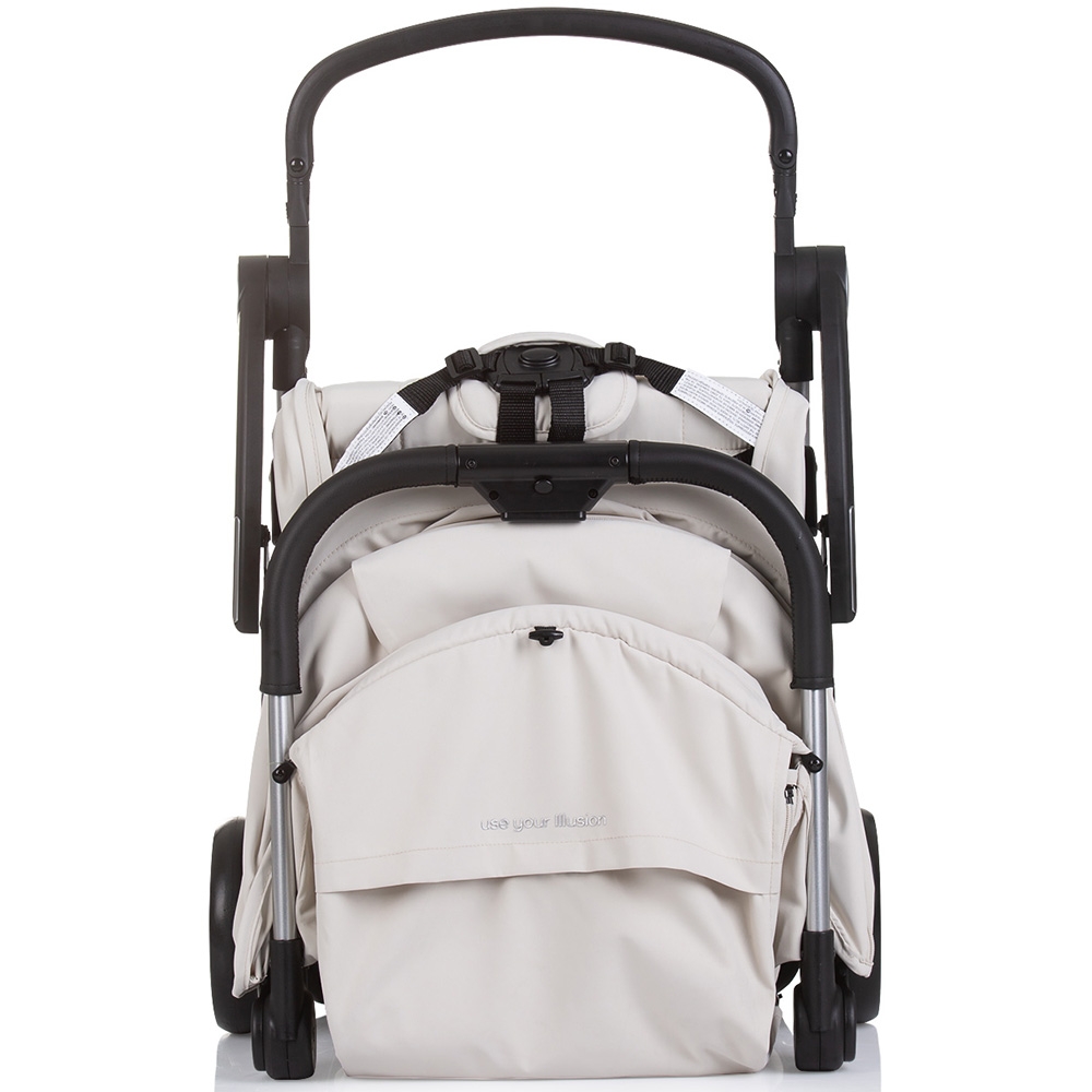 Carucior pentru copii Chipolino Illusion biscotta, Pliere automata, Spatar reglabil, bara de protectie detasabila, Suport picioare reglabil, greutate suportata 22 kg - 3