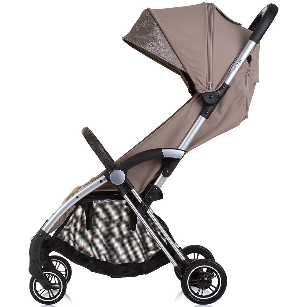 Carucior pentru copii Chipolino Illusion tiramisu, Pliere automata, Spatar reglabil, bara de protectie detasabila, Suport picioare reglabil, greutate suportata 22 kg