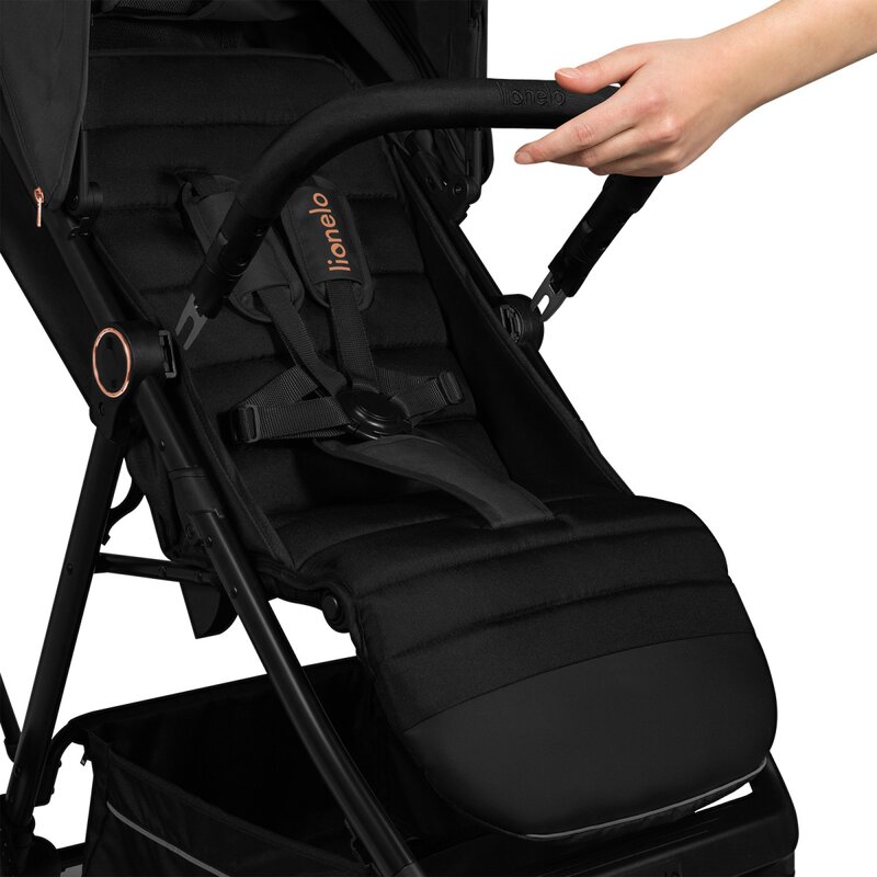Carucior sport Lionelo Mira Negru, maner reglabil in 5 pozitii, spatar si suport de picioare reglabile, plasa de tantari si suport biberon incluse, Conform cu EN1888-1, EN1888-2, Testare SGS - 4