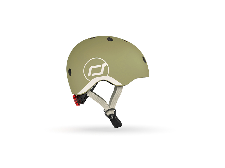 Casca de protectie pentru copii, sistem de reglare magnetic cu led, XXS-S, 45-51 cm, 1 an+, Olive, Scoot Ride