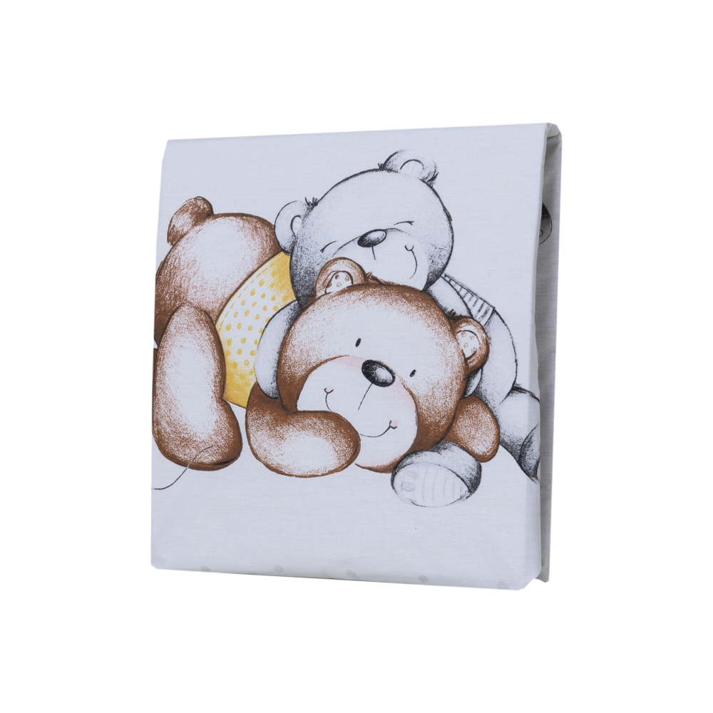 Cearceaf din bumbac pentru saltea 120x60 cm Teddy BearHearts Alb