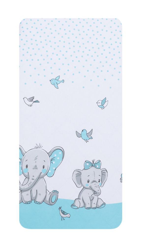 Cearceaf din bumbac pentru saltea 120x60 cm ElefantBirds Blue Beberoyal - 1