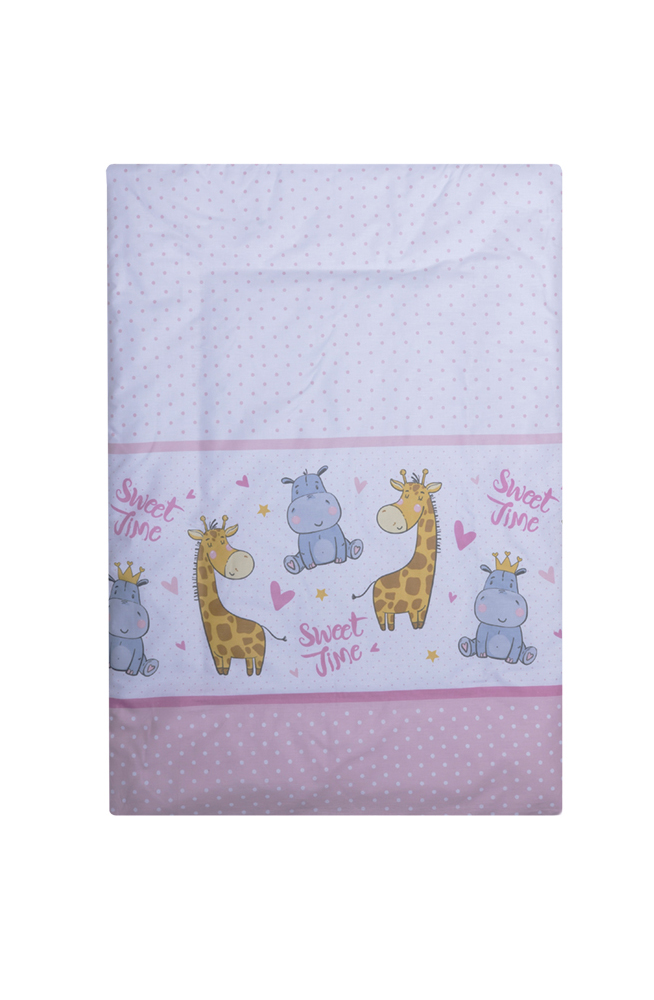 Cearceaf din bumbac pentru saltea 120x60 cm HippoGiraffe Roz Beberoyal