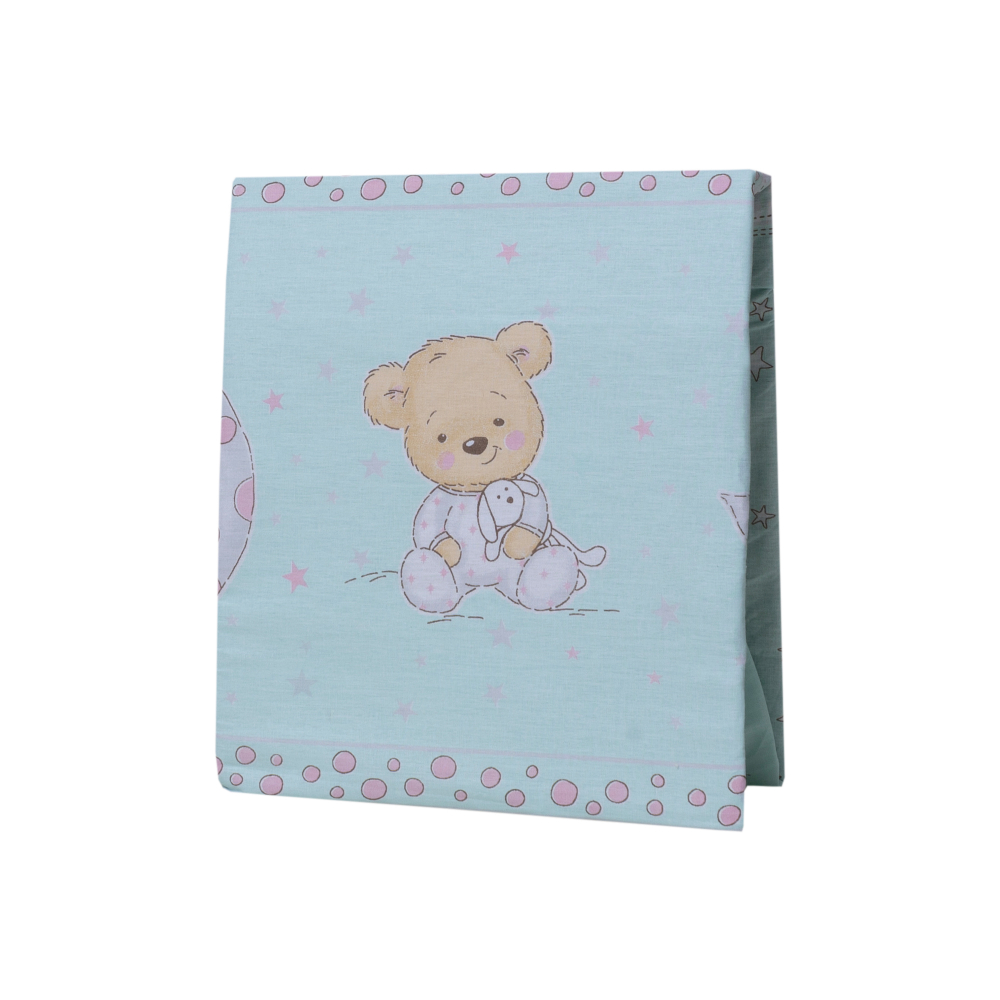 Cearceaf din bumbac pentru saltea 120x60 cm Ursuleti carouri turcoaz Beberoyal