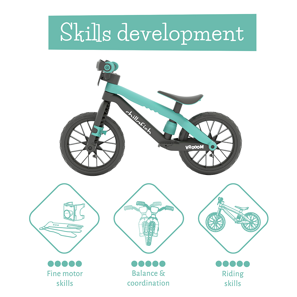 Bicicleta fara pedale Chillafish BMXie Vroom Mint, 12 inch, suport pentru picioare integrat, varsta 2-5 ani, scaun reglabil, anvelope EVA, greutate admisa 35 kg - 2 | YEO