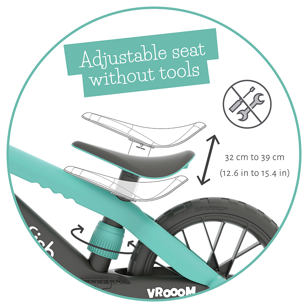 Bicicleta fara pedale Chillafish BMXie Vroom Mint, 12 inch, suport pentru picioare integrat, varsta 2-5 ani, scaun reglabil, anvelope EVA, greutate admisa 35 kg - 3
