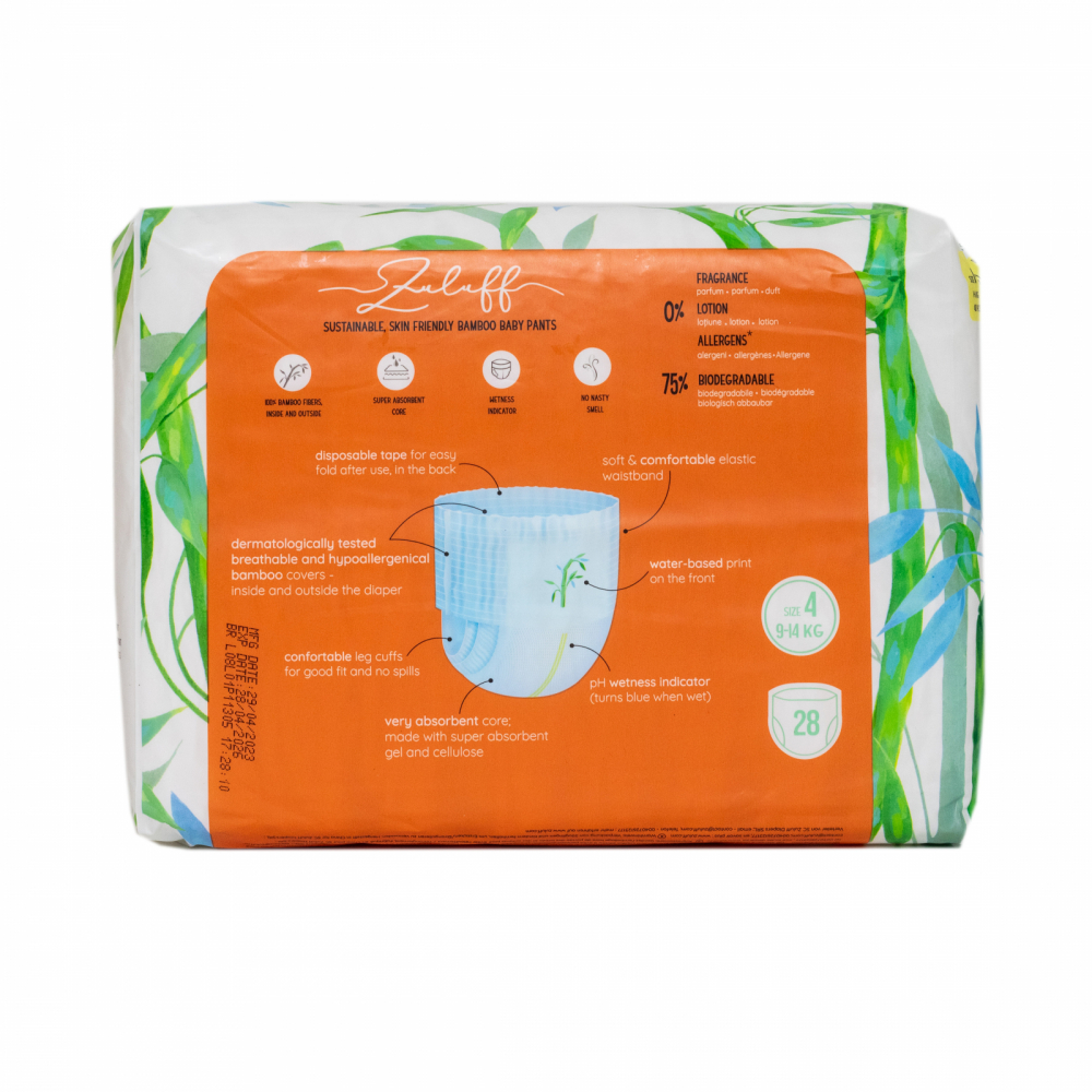 Scutece chilotel din bambus Zuluff, marime 4, 9-14 kg, 28 bucati - 1 | YEO