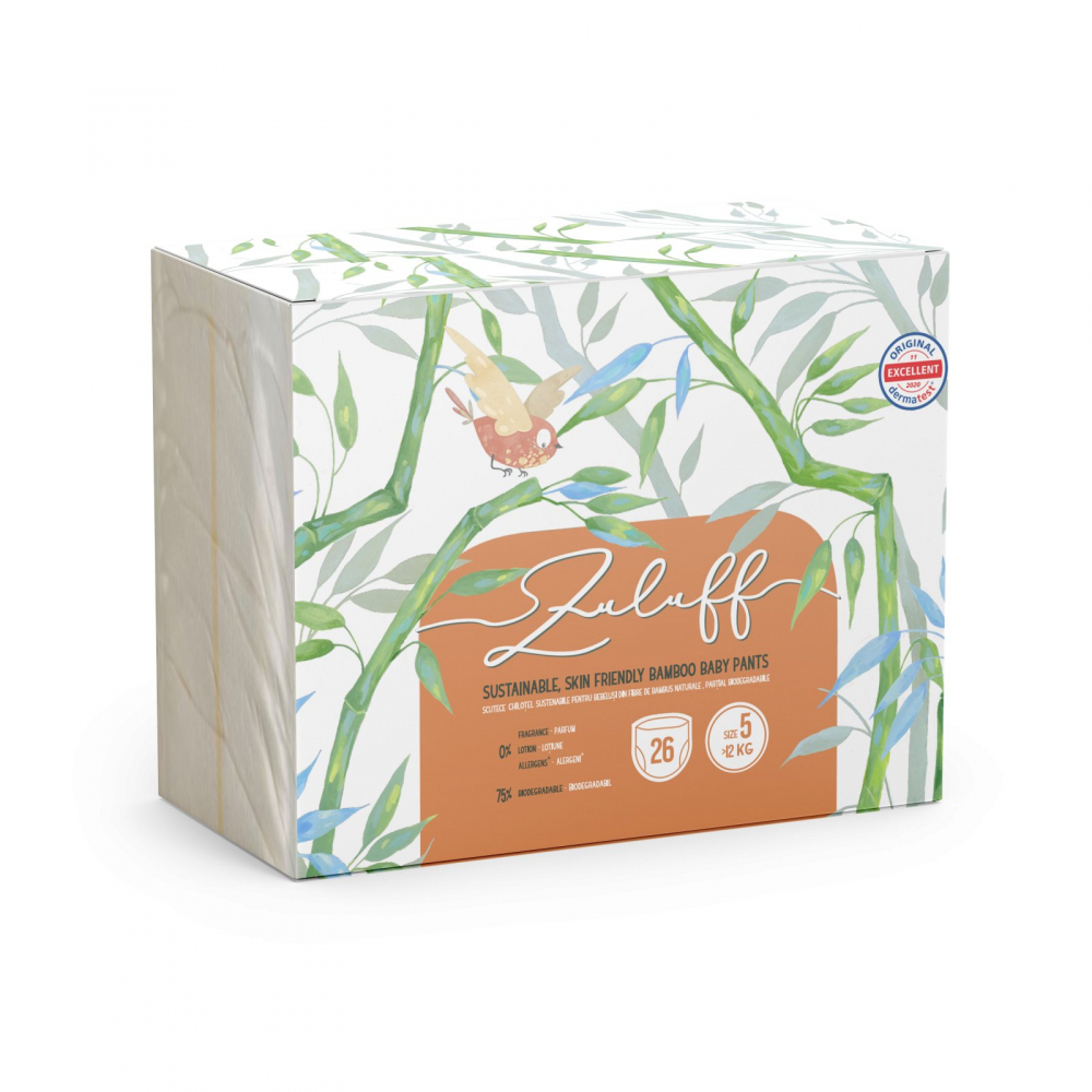 Scutece chilotel din bambus Zuluff, marime 5, peste 12 kg, 26 bucati - 2 | YEO