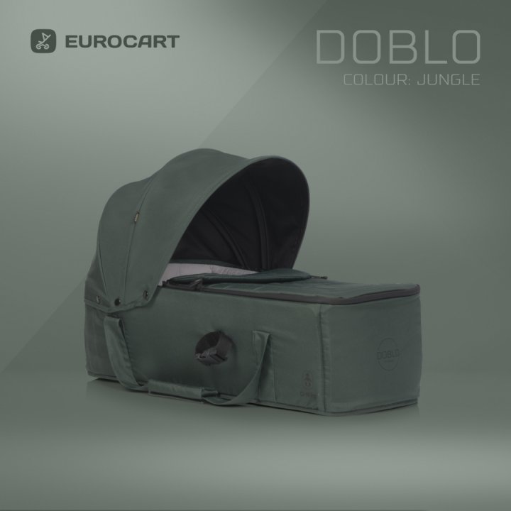 Cosulet port bebe tip landou Euro Cart Doblo CarryMe, cu intaritura, manere pentru transport, cu husa de picioruse si capotina, dimensiune 72 x 30 x 21 cm, Jungle - 2
