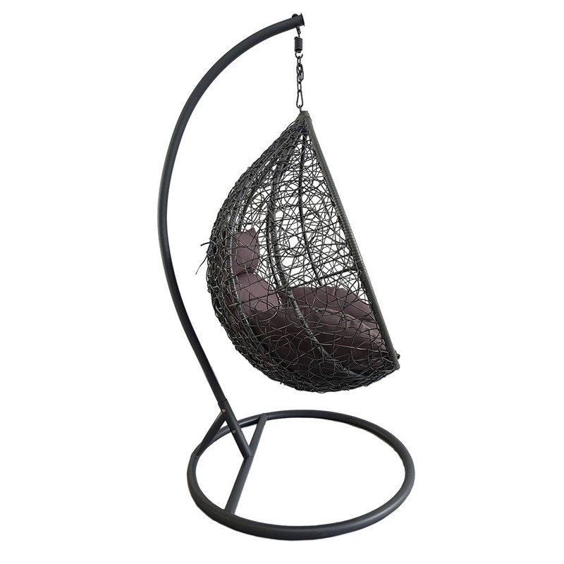 Fotoliu suspendat tip cuib oval cadru Gri antracit si perna Maro, structura din otel, perne incluse, 103x107x195 cm,utilizare interiorexterior - 2 | YEO