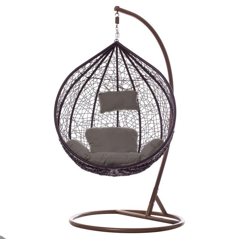 Fotoliu suspendat tip cuib oval cadru Maro si perna Gri, structura din otel, perne incluse, 103x107x195 cm,utilizare interiorexterior