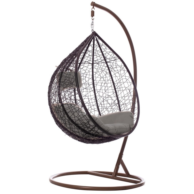 Fotoliu suspendat tip cuib oval cadru Maro si perna Gri, structura din otel, perne incluse, 103x107x195 cm,utilizare interiorexterior