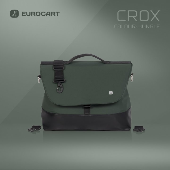 Geanta multifunctionala pentru mamici Euro Cart, compatibila carucioarelor Corso si Crox, cu un compartiment si buzunare, impermeabila si complet rigida, dimensiune 44 x 27 x 14 cm, Jungle - 1