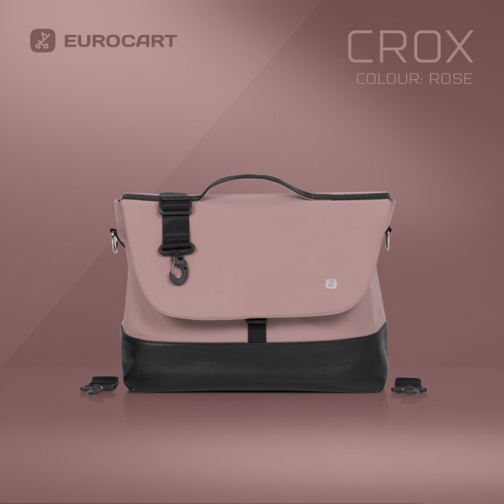 Geanta multifunctionala pentru mamici, Euro Cart, compatibila carucioarelor Corso si Crox, cu un compartiment si buzunare, impermeabila si complet rigida, dimensiune 44 x 27 x 14 cm, Rose - 1