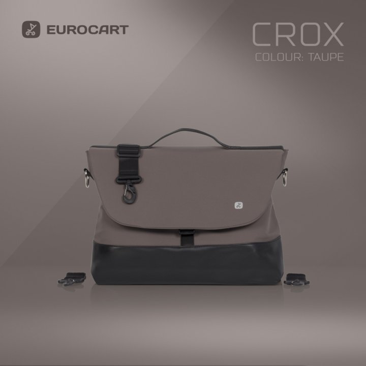 Geanta multifunctionala pentru mamici, Euro Cart, compatibila carucioarelor Corso si Crox, cu un compartiment si buzunare, impermeabila si complet rigida, dimensiune 44 x 27 x 14 cm, Taupe - 1