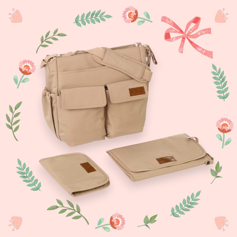 Geanta pentru mamici Jane Sesame cu 2 buzunare exterioare, multiple compartimente, saltea de infasat inclusa, 44 x 34 cm - 2