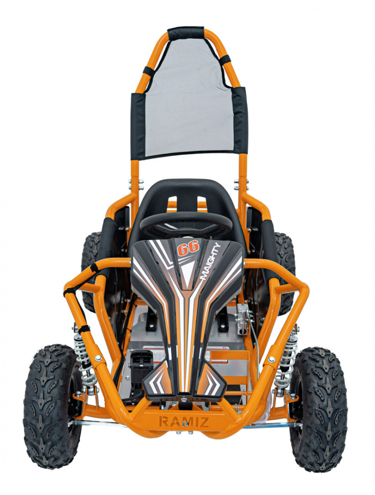 Kart electric pentru copii Maighty Orange, cu motor 1000W, baterie 48V12Ah, viteza maxima 30 kmh, cu 3 moduri de viteza accesate la cheie, frane hidraulice pe disc, anvelope gonflabile cu suspensii si scaun reglabil - 10