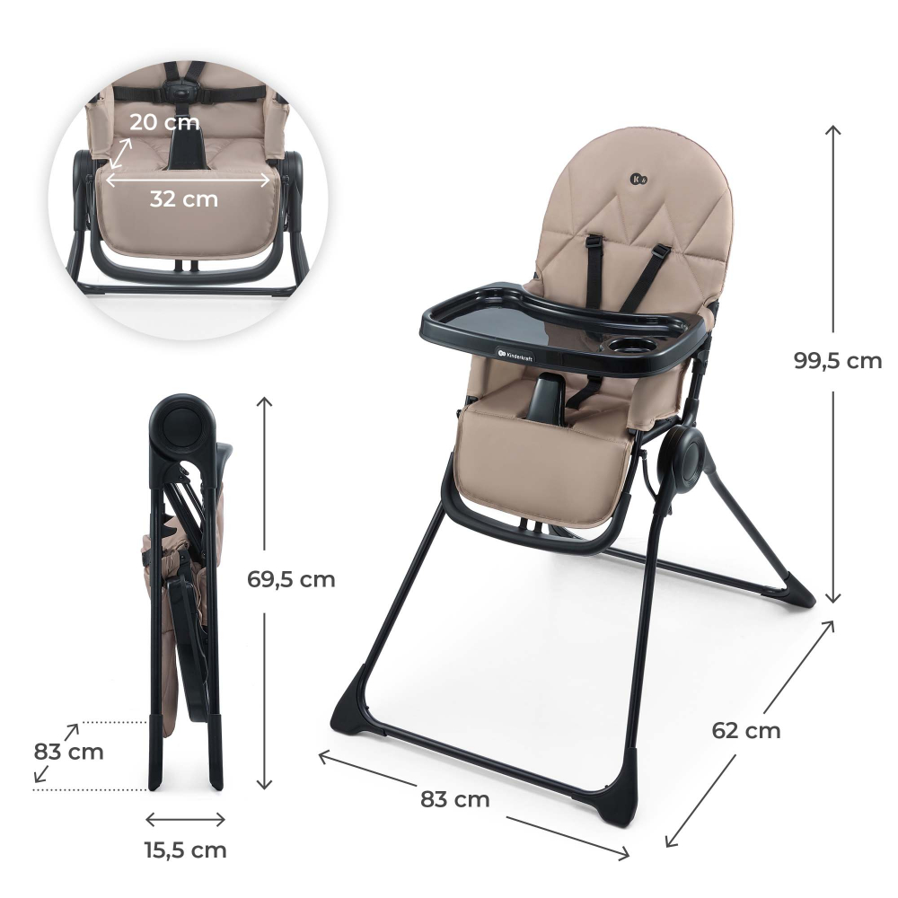 Scaun de masa pentru copii Kinderkraft Binci Beige