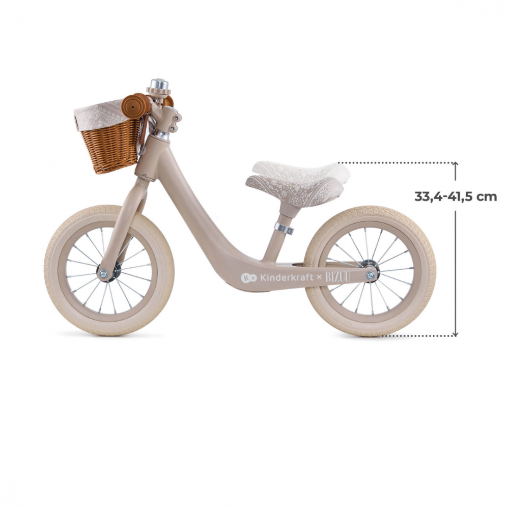 Bicicleta de echilibru Kinderkraft Rapid 2 Bizuu Beige, cadru din aliaj de magneziu, scaun reglabil, clopotel si cos pentru jucarii - 1 | YEO