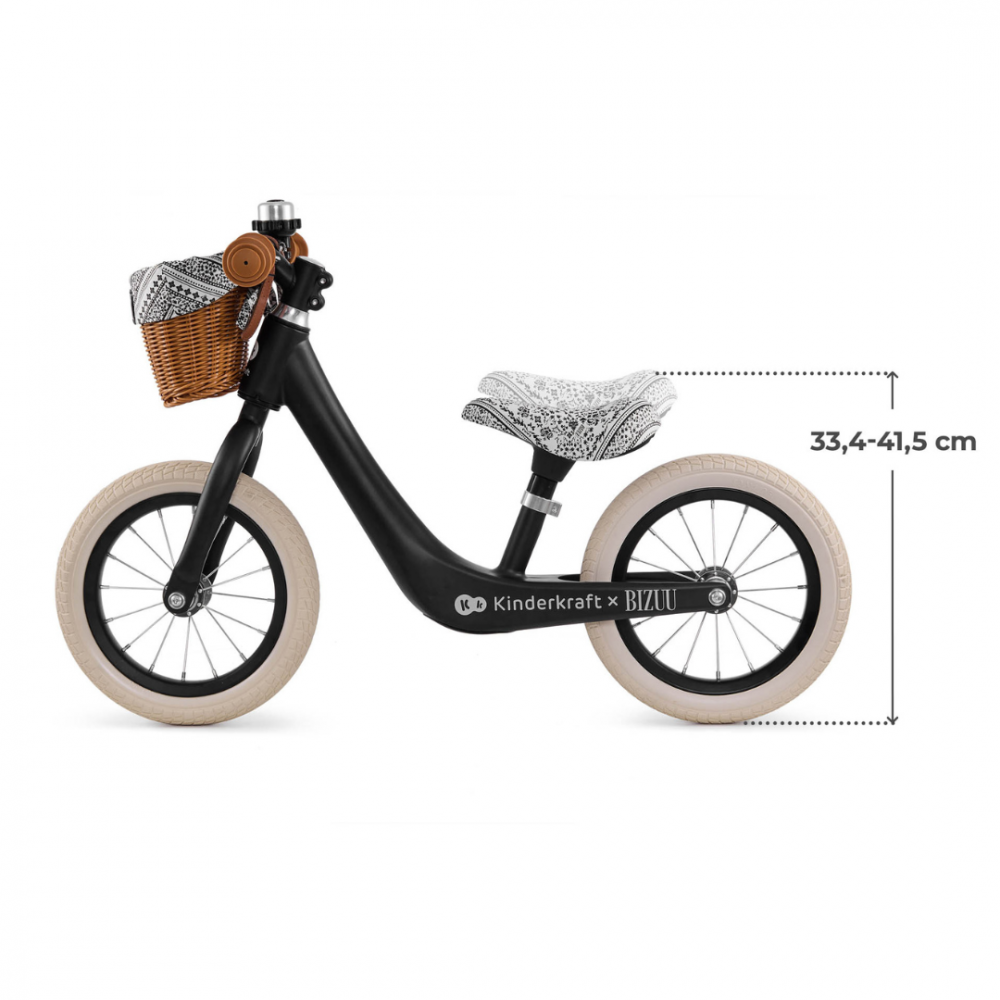 Bicicleta de echilibru Kinderkraft Rapid 2 Bizuu Black, cadru din aliaj de magneziu, scaun reglabil, clopotel si cos pentru jucarii - 1 | YEO
