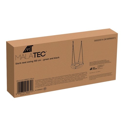Leagan pentru copii, Malatec, rotund tip cuib de barza suspendat, din tesatura Oxford 600D, cadru din fier, 4.5 x 100 x 180 cm, Green - 1 | YEO