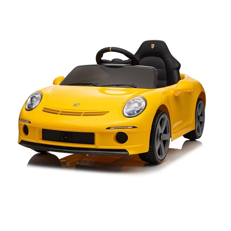 Masinuta electrica pentru copii Porsche RUF GT Yellow cu licenta ,Telecomanda parinti 2,4G,2 motoare x 39w,Acumulator 12V4.5Ah,Roti EVA,Scaun din piele,2 Viteze,Sistem troller,MP3,USB,Bluetooth,Usi cu deschidere