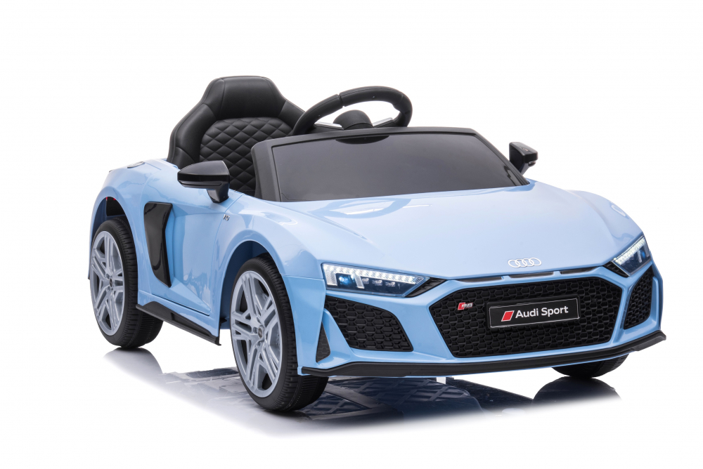Masinuta electrica copii Audi R8 Blue-Grey cu licenta,Acumulator 12V 78W,Scaun din piele si Roti EVA, Bluetooth, Display, Usi cu deschidere, Muzica,USB, Lumini LED, Oglinzi retrovizoare, Pornire la buton,Sarcina maxima 30 kg - 1