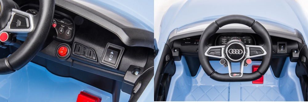 Masinuta electrica copii pentruy Audi R8 Red cu licenta,Acumulator 12V 78W,Scaun din piele si Roti EVA, Bluetooth, Display, Usi cu deschidere, Muzica,USB, Lumini LED, Oglinzi retrovizoare, Pornire la buton,Sarcina maxima 30 - 7