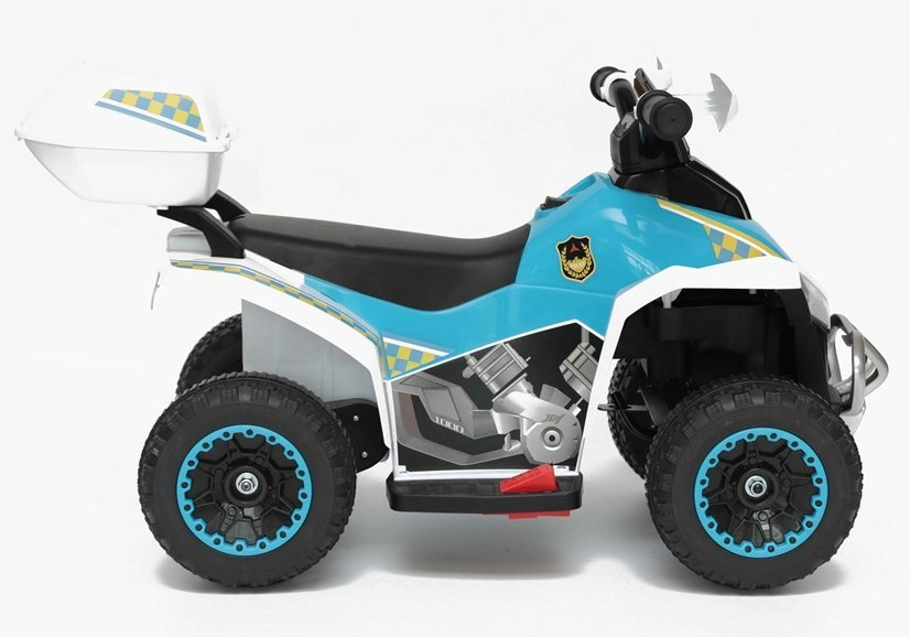 Atv electric pentru copii Police Quad GTS1188-A White, motor puternic de 45W, baterie de 6V4.5Ah, cu 2 viteze intuitive, viteza maxima 3 kmh, faruri luminoase, scaun ergonomic, dimensiune 78.5 x 40.5 x 46 cm - 3