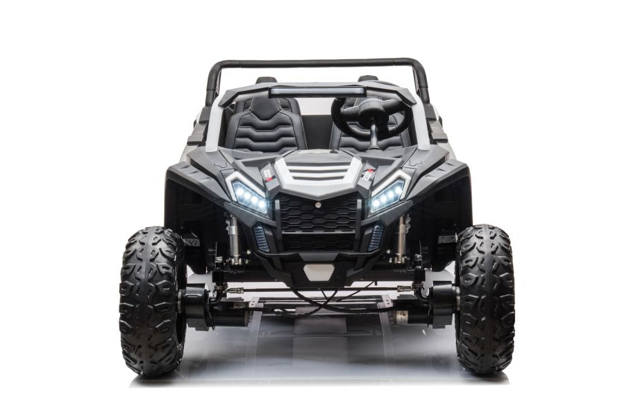Masinuta electrica pentru copii Buggy A033 4x4 White, cu 4 motoare 150W fiecare, baterie 2x24V10Ah, roti din EVA, cu faruri si stopuri functionale, sistem audio integrat cu USB, MP3 AUX si radio FM, pana la 11 kmh