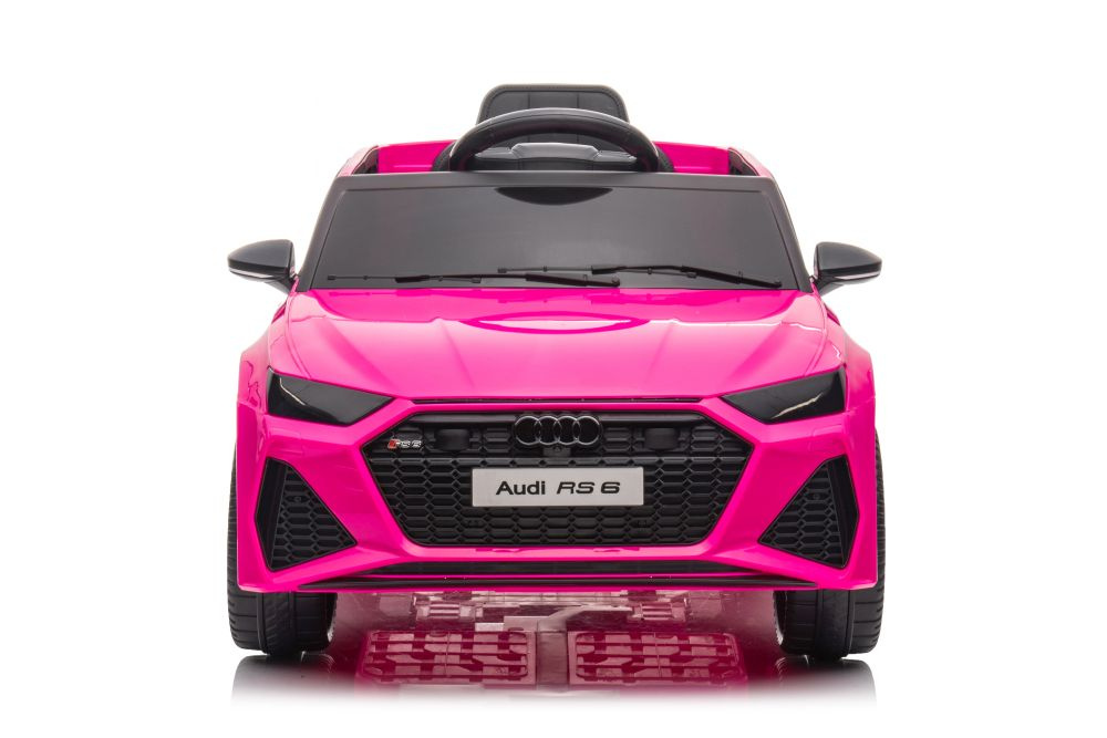 Masinuta electrica pentru copii Audi RS6 BRD-2118 Pink, cu telecomanda 2.4G, 2 motoare 45W fiecare, baterie 12V si 4.5Ah, sistem audio integrat MP3, USB si Bluetooth, faruri si stopuri luminoase, 102 x 43 x 60 cm