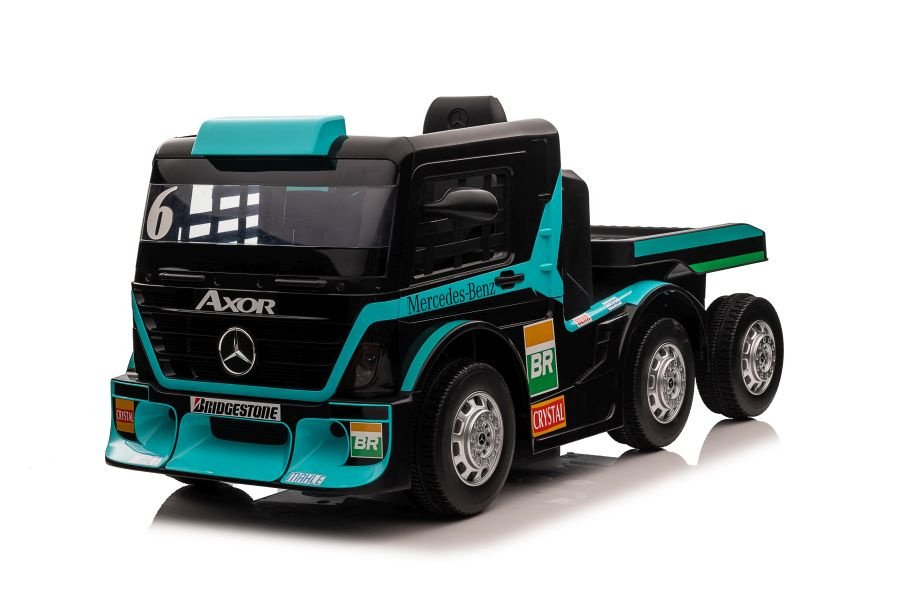 Camion electric pentru copii Mercedes XMX622B Blue, cu telecomanda 2.4G, doua motoare de 45W, baterie dubla de 12V7Ah, afisaj LCD, MP4, conectivitate Bluetooth, port MP3 si USB, dimensiune 143 x 72 x 67 cm - 1