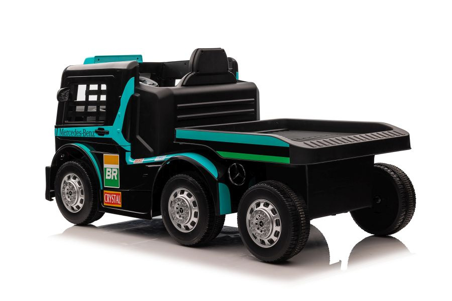 Camion electric pentru copii Mercedes XMX622B Blue, cu telecomanda 2.4G, doua motoare de 45W, baterie dubla de 12V7Ah, afisaj LCD, MP4, conectivitate Bluetooth, port MP3 si USB, dimensiune 143 x 72 x 67 cm - 4