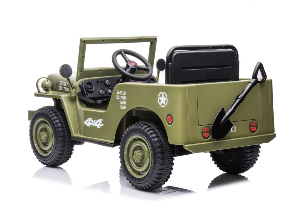 Masinuta electrica pentru copii Olive Green, tractiune integrala 4x4, motor 4x45W, baterie de 12V7Ah, cu telecomanda de 2.4G, sistem audio integrat USB si Bluetooth, faruri luminoase, Roti EVA, viteza 3.5-4 kmh - 4